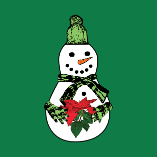 Poinsettias - Christmas Snowman T-Shirt