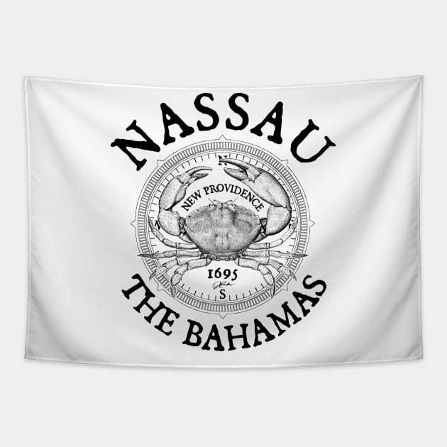 Nassau, Bahamas, Stone Crab on Windrose Tapestry by jcombs