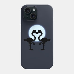 Cute Flamingo Couple Forming A Heart In The Moonlight Phone Case