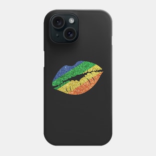 Bright Rainbow Ombre Faux Glitter Lips Phone Case