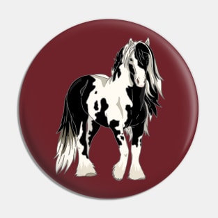 Black and white Irish cob horse Pin