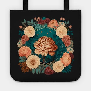 Vintage Flowers Cottagecore Infinite Pattern: A Delicate Plant Floral Design Tote