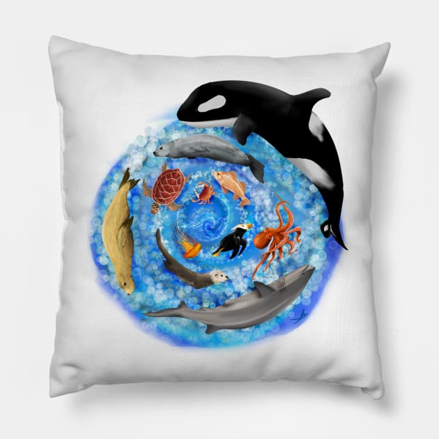 Pacific Ocean Sea Spiral Pillow by FernheartDesign