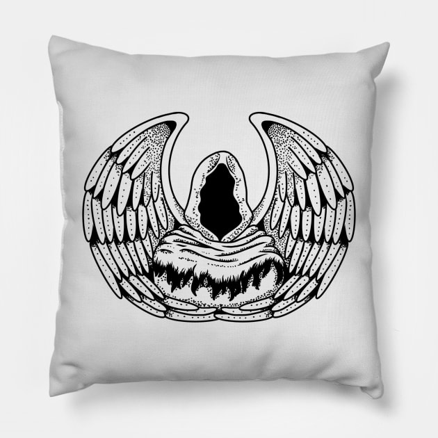 Archangel | Angel of Death | Grim Reaper | Black-and-white Pillow by Incubuss Fashion