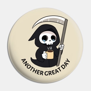 Funny grim reaper drinking coffee Pin