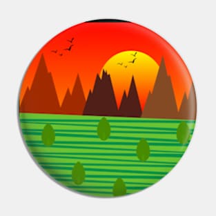 sunset, minimalist art Pin