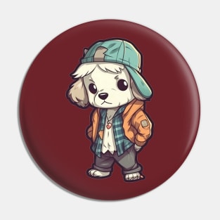 A cute dog wearing street fashion Pin