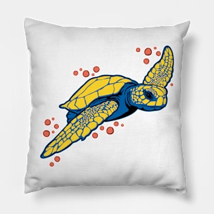 Blue Sea Turtle Pillow