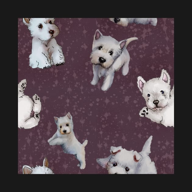 Westies mom dark purple pattern by ArtInPi