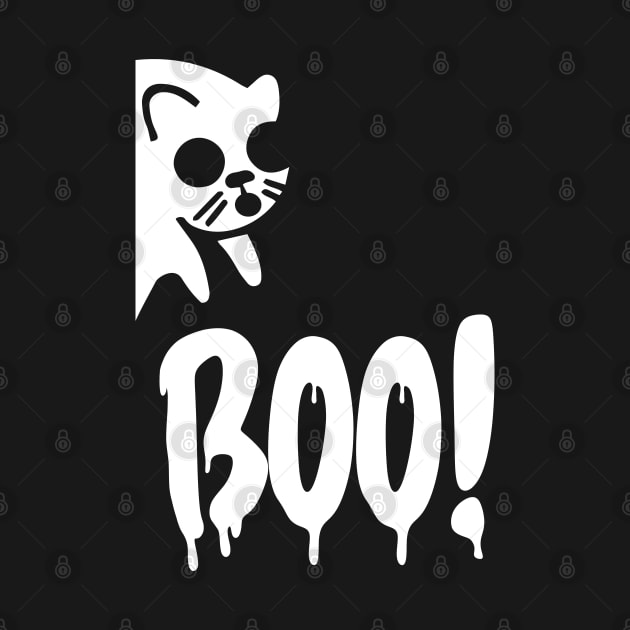 Cat Boo! Funny Hiding Cat Scary, Halloween Cat by powerdesign01