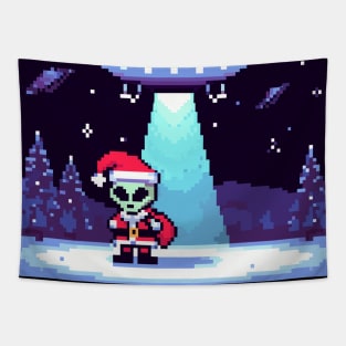 Alien Santa Sprite Art UFO Tapestry