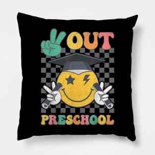 Groovy Peace Out PRESCHOOL Graduation Smile Last Day School Pillow