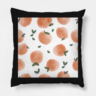 Watercolor Peaches and Leaves Pillow