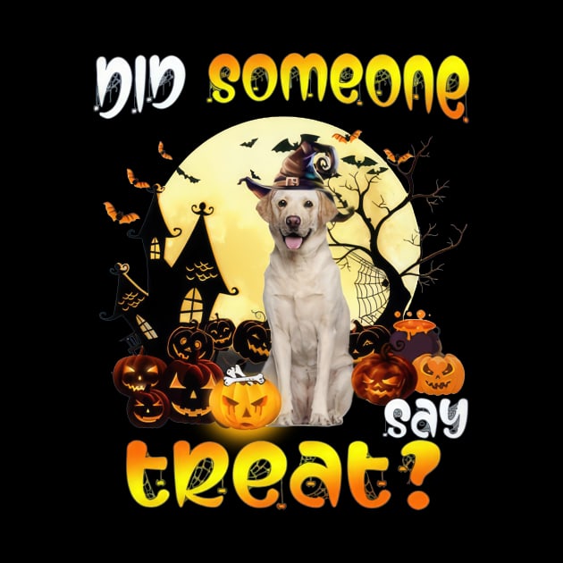 Yellow Labrador Did Someone Say Treat Happy Halloween by Tagliarini Kristi