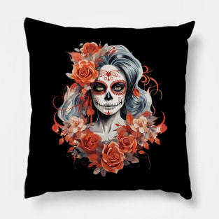 Skull Girl - Halloween Design Pillow