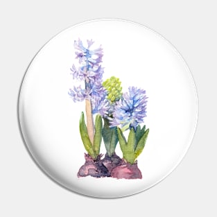 Purple Hyacinth. Watercolor illustration Pin