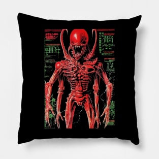 Cosmic Horror Retro Alien Creature Vintage Movie Art - Haunting Sci-Fi Pillow