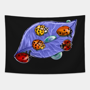 lady bugs on a lavender leaf Tapestry