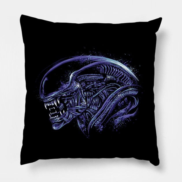 Space Nightmare (Horror purple) Pillow by DrMonekers