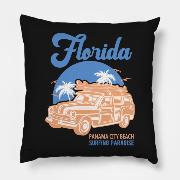 Panama City Beach Florida Surfing Paradise Pillow by bougieFire