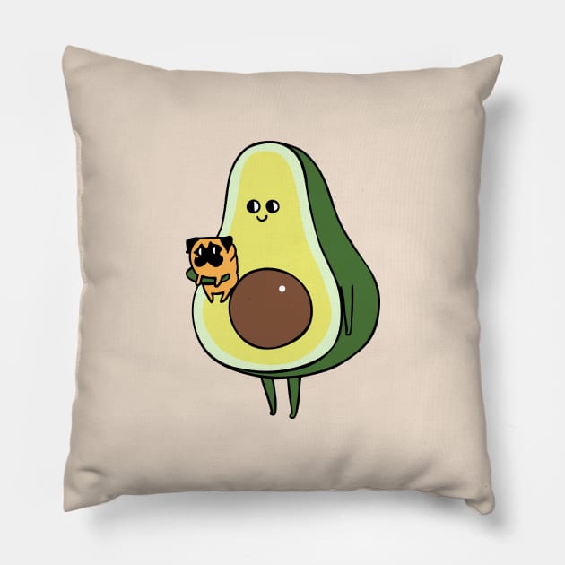 Avocado with Pug Pillow by huebucket