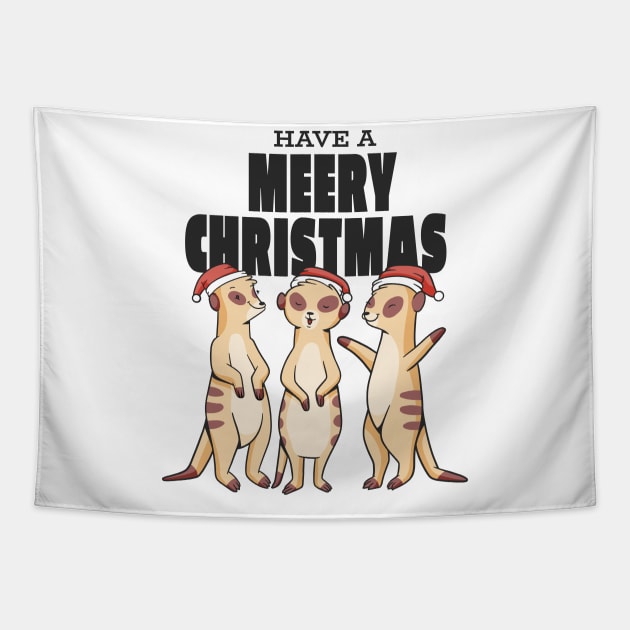 Meerkats in christmas hats Tapestry by Zimmermanr Liame