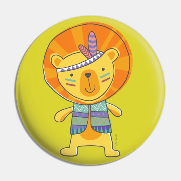 TeePee Lion Cartoon Pin by vaughanduck