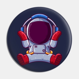 Cute Astronaut Listening Music with Headphone Cartoon Pin