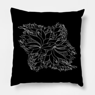 Floral monochrome illustration. White art line. Sketch Pillow