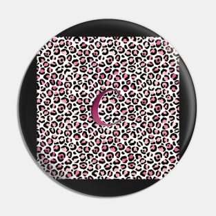 Letter C Monogram & Pink Leopard Print Pin