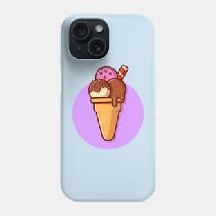 Ice Cream Cone Cartoon Vector Icon Illustration (3) Phone Case