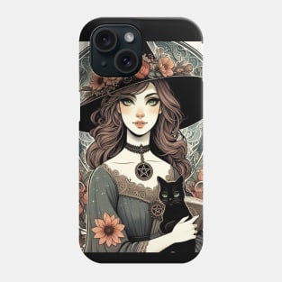 Witch girl and roses Phone Case