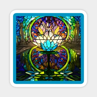 Stained Glass Lotus Flower Magnet