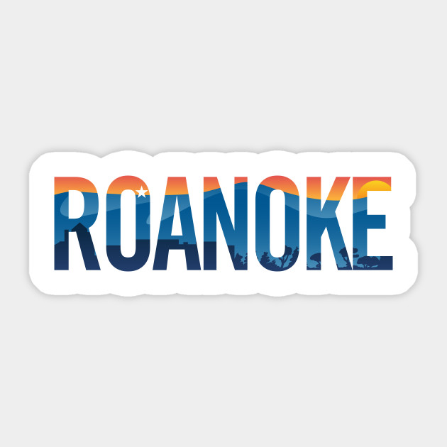 Roanoke Pride Illustration With Mountains Star City Scape And Sunset
