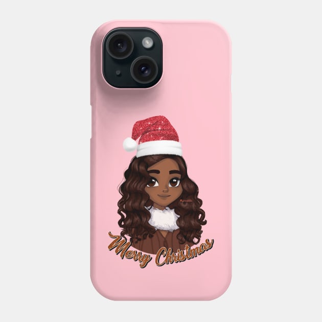 Black Girl Santa, Black Mrs Santa Claus, African American Santa, Merry Christmas Phone Case by UrbanLifeApparel