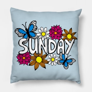 Sunday Flowers and Butterflies Pillow