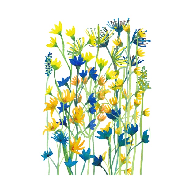 Wildflower meadow watercolor painting by kittyvdheuvel