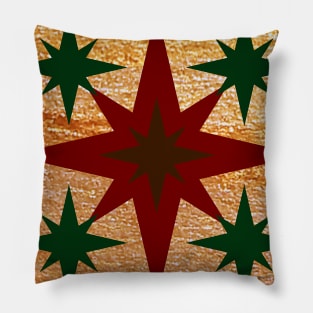 Red, Green and Gold Star Design 2 Pillow