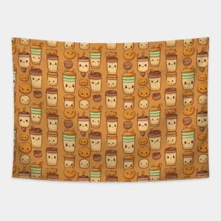 Kawaii coffee and doughnuts pattern Tapestry