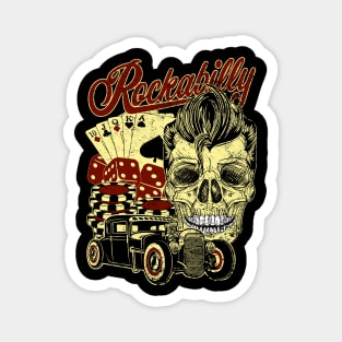 Rockabilly Gambling Skull Magnet