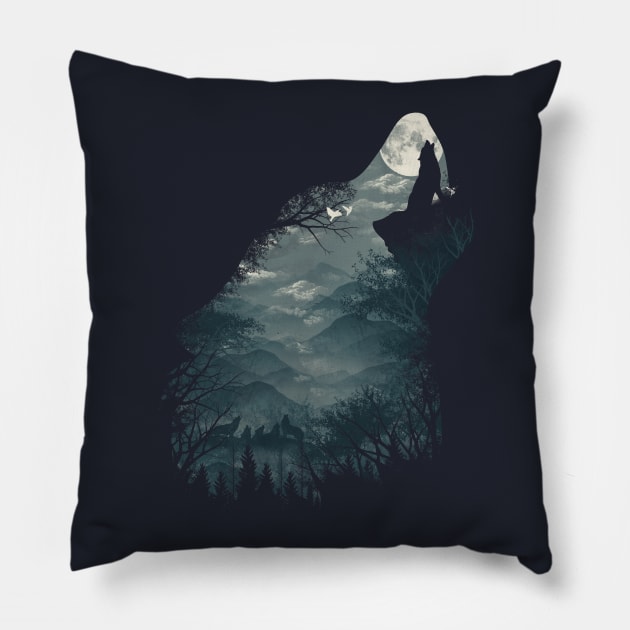 Hungry Wolf Pillow by DANDINGEROZZ