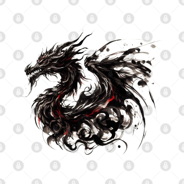 Japanese dragon painted in ink by T-Shirt Paradise