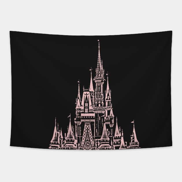 Millennial Pink Magic Castle Stamp Tapestry by FandomTrading