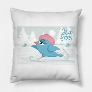 Wonderful, funny wintermood in this cute Christmas greeting with birds scating on the ice Pillow