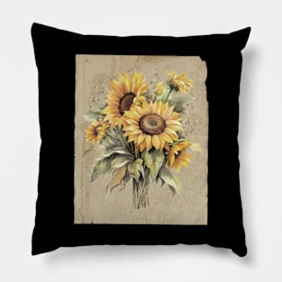 Bouquet of Sunflowers Vintage Pillow