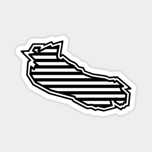 Gabriola Island SIlhouette in Black and White Stripes - Line Pattern - Gabriola Island Magnet