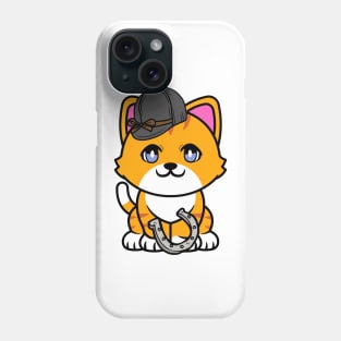 Funny orange cat is ready to ride a horse Phone Case
