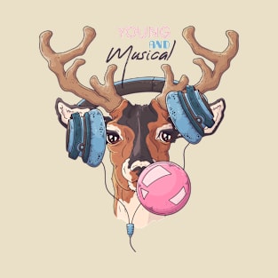 cute deer musical headphone T-Shirt