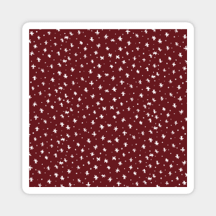 Snowflakes and dots - burgundy and white Magnet