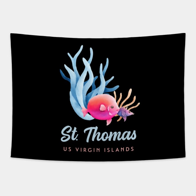 St Thomas US Virgin Islands USVI Coral Reef Fish Tapestry by TGKelly